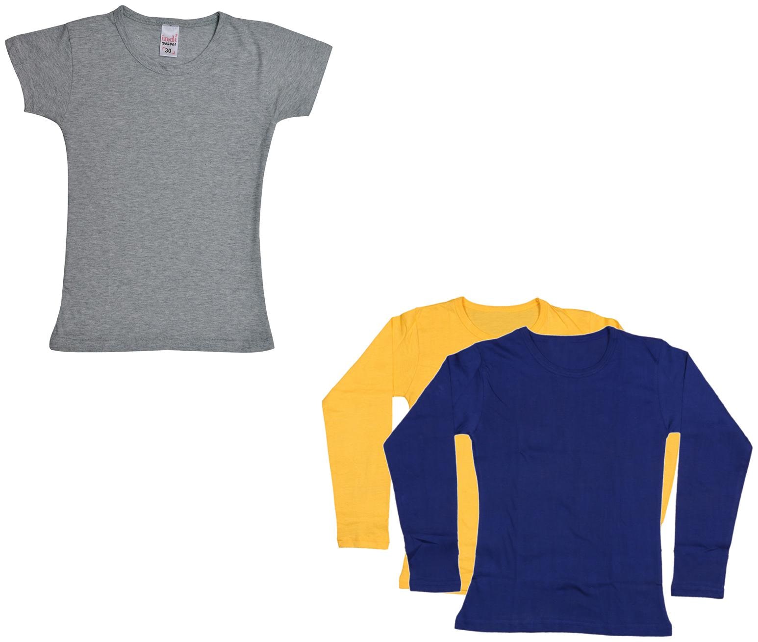 

Indiweaves Girl Cotton Solid T shirt - Multi