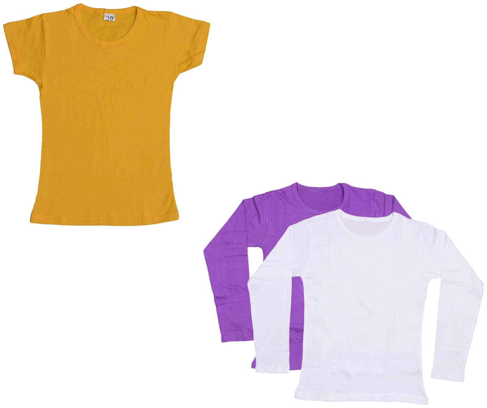 

Indiweaves Girl Cotton Solid T shirt - Multi