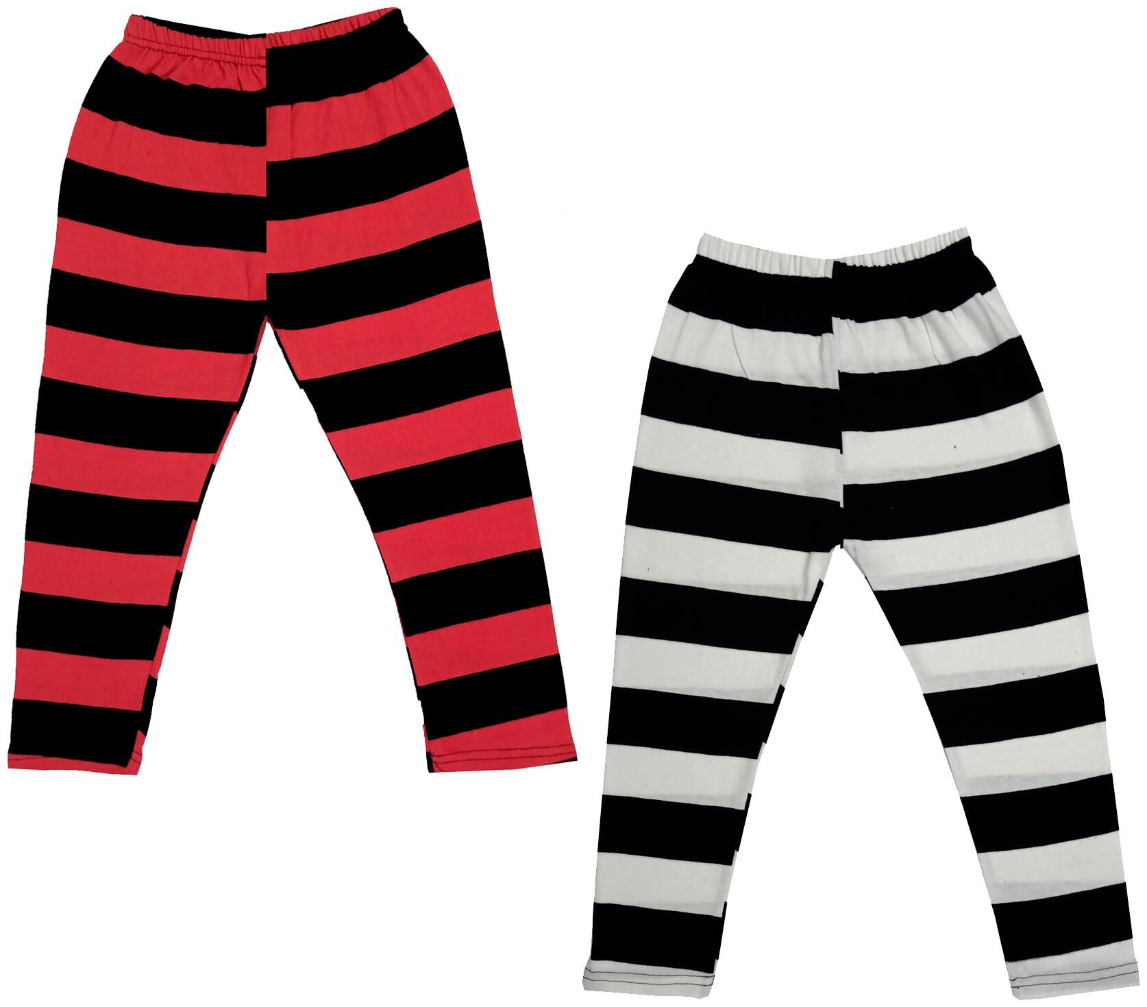 

IndiWeaves Girls Cotton Striped Capri 3 4th Leggings (Pack of 2) Multi