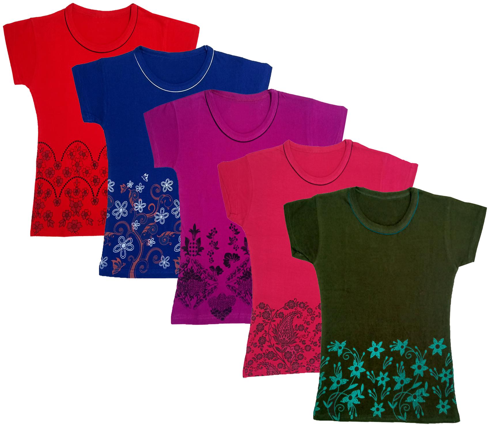 

Indiweaves Girl Cotton Printed T shirt - Multi
