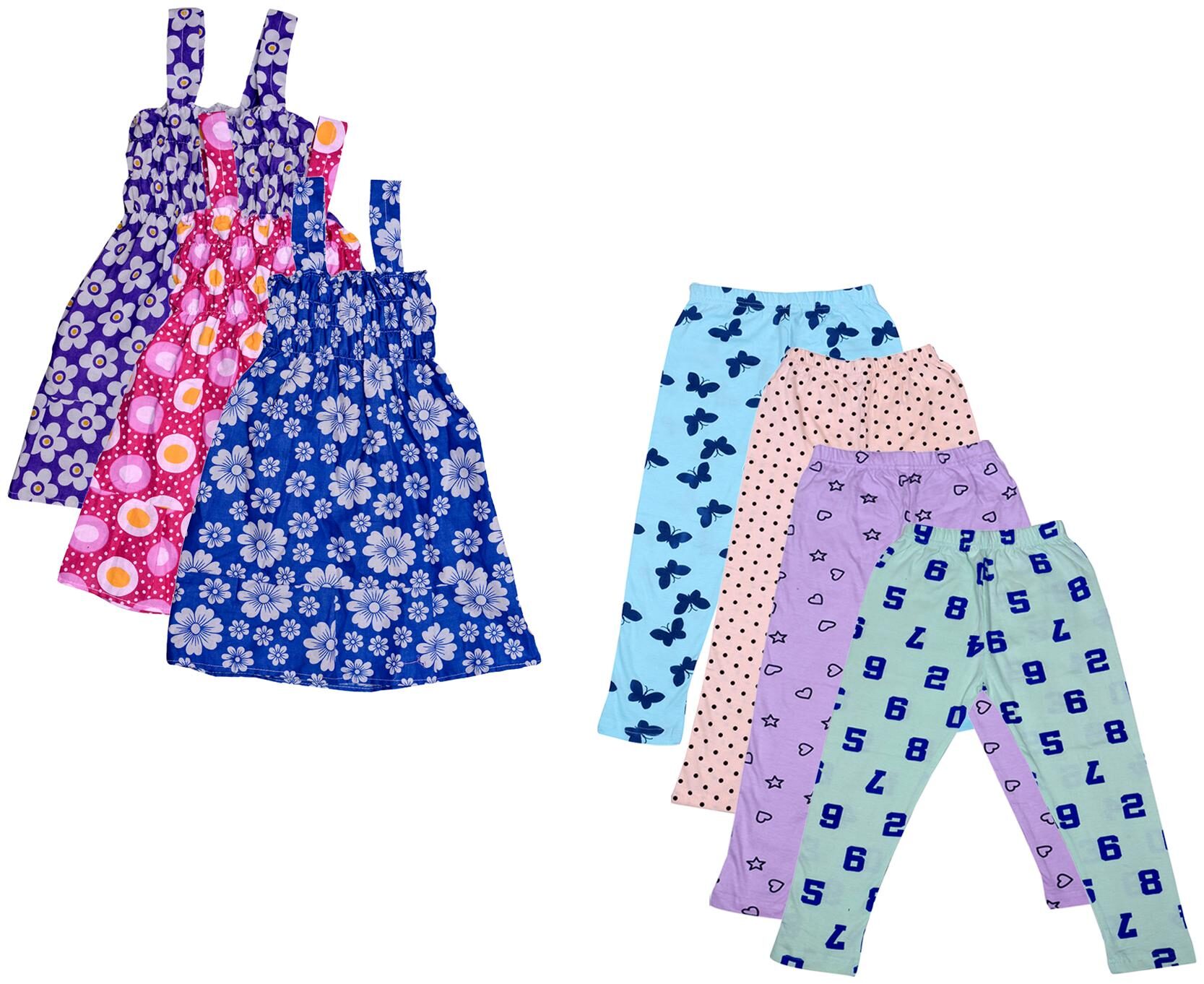 

Indiweaves Girl Cotton Top Bottom Set - Multi