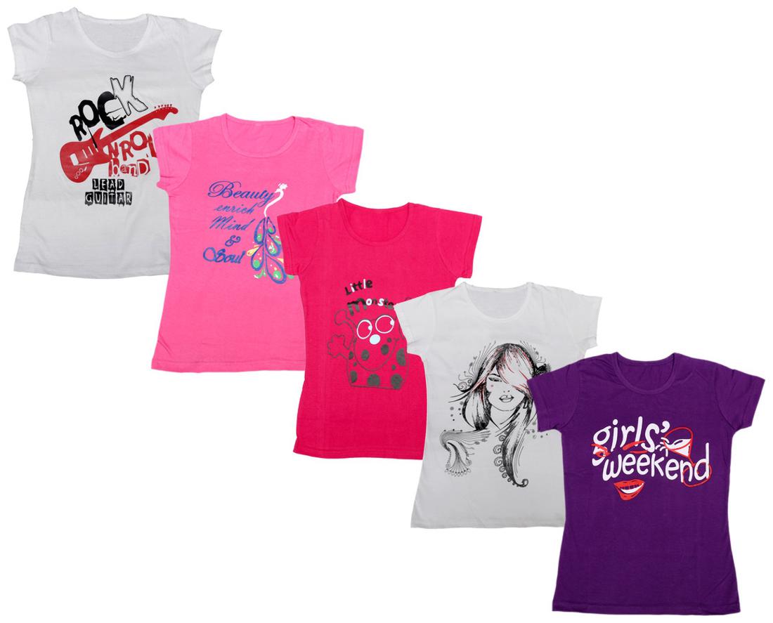 

Indiweaves Girl Cotton Printed T shirt - Multi