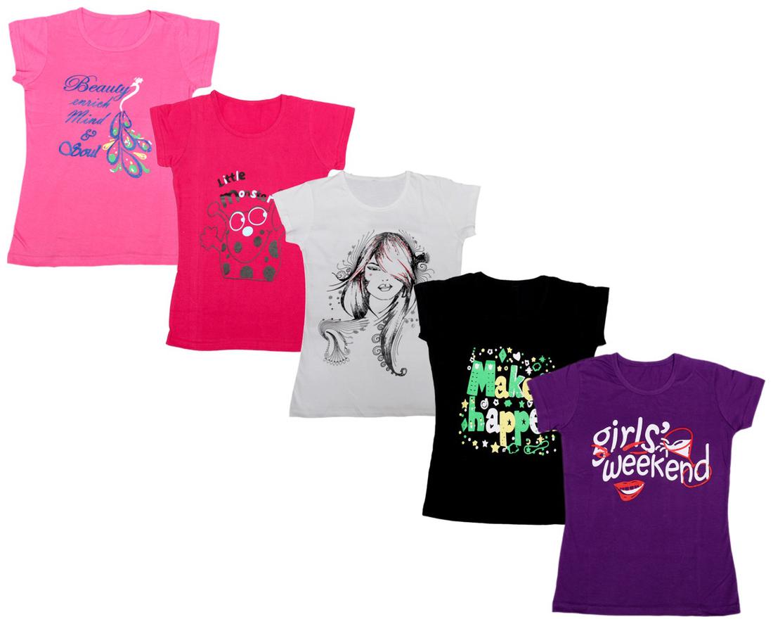 

Indiweaves Girl Cotton Printed T shirt - Multi