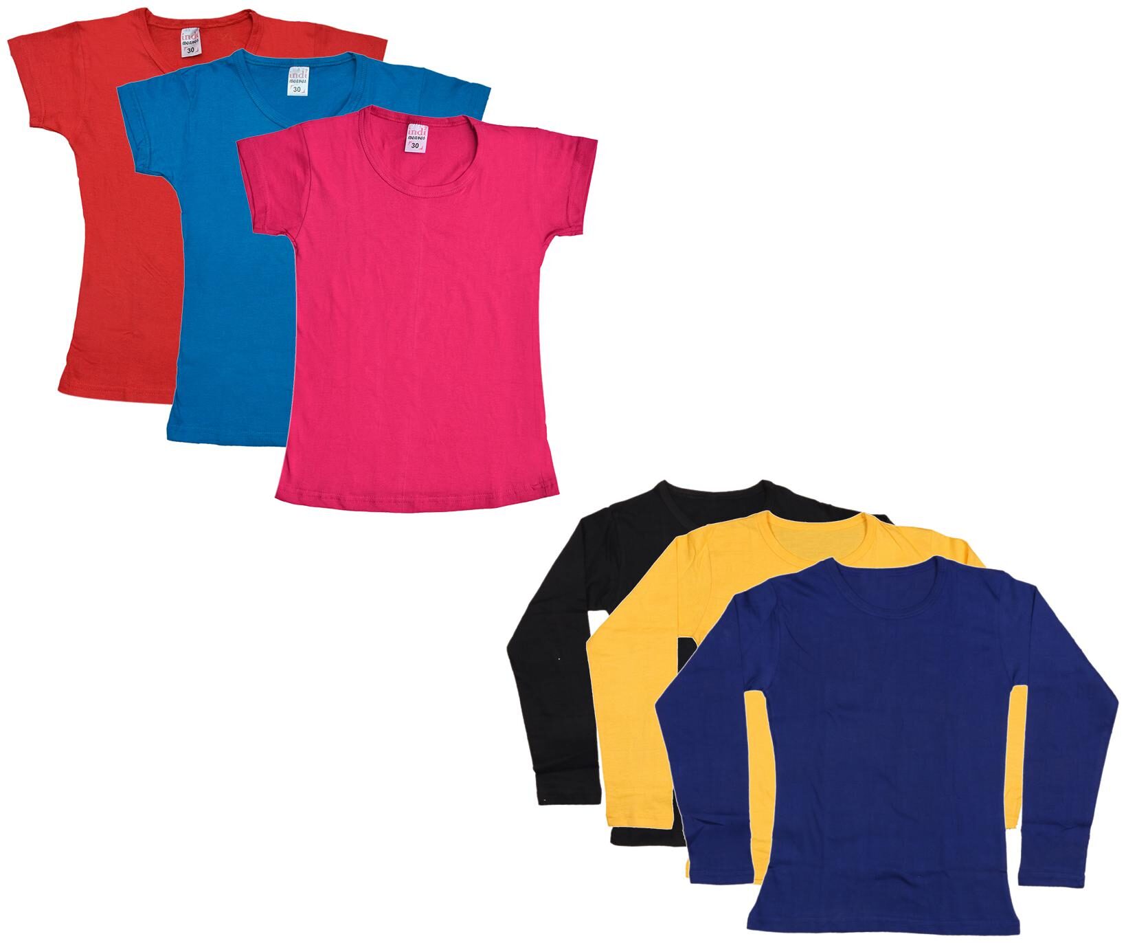 

Indiweaves Girl Cotton Solid T shirt - Multi