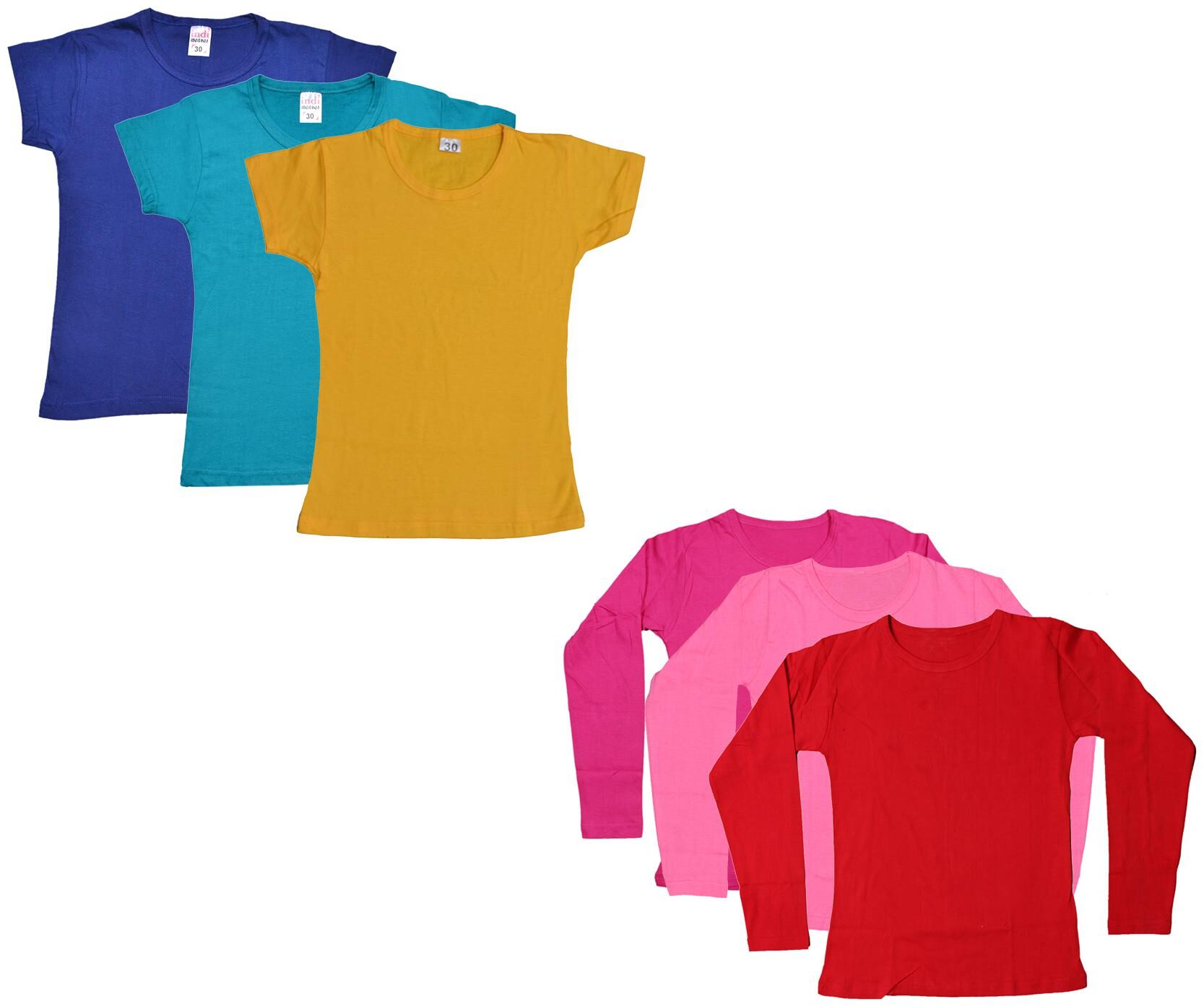 

Indiweaves Girl Cotton Solid T shirt - Multi