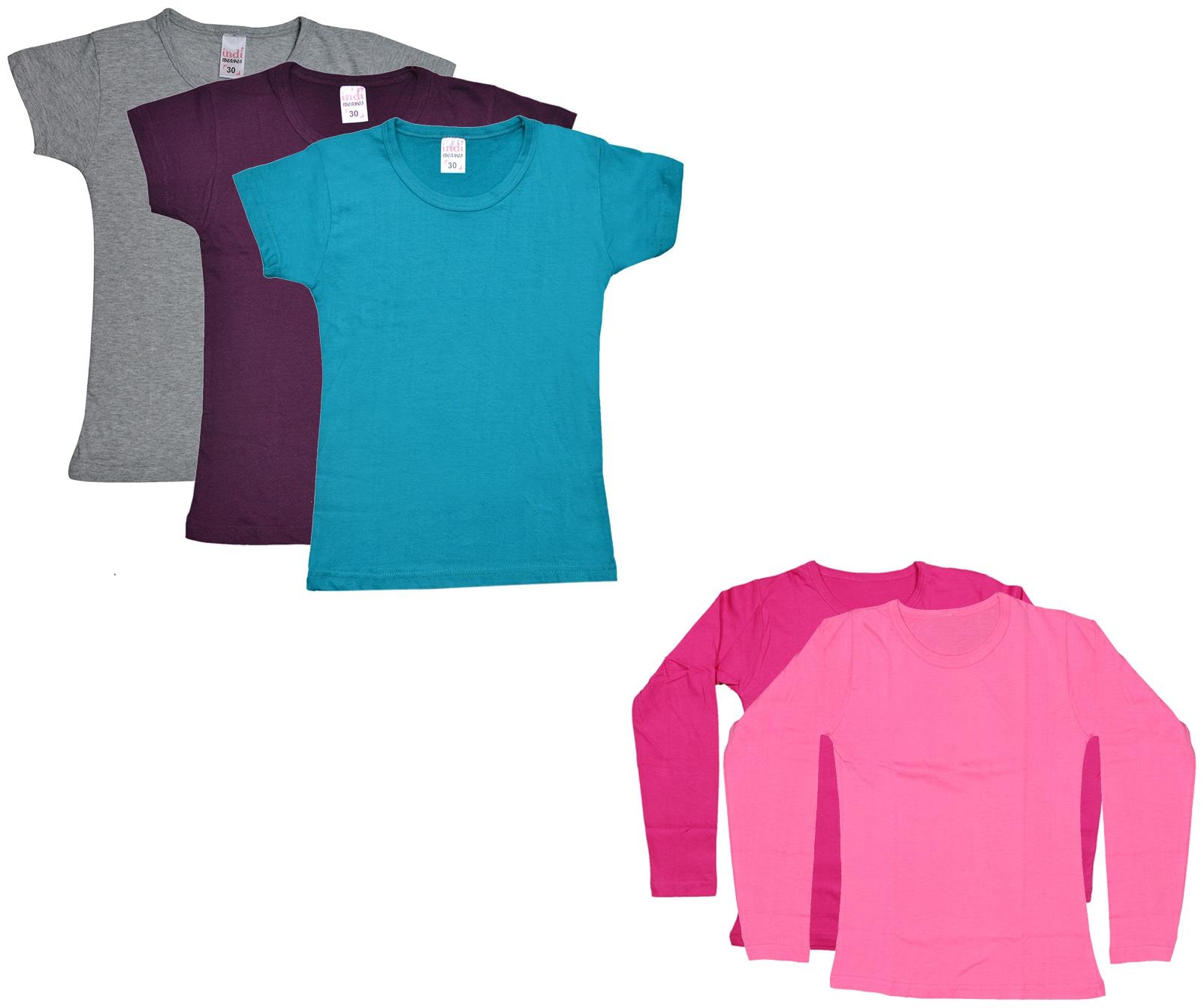 

Indiweaves Girl Cotton Solid T shirt - Multi