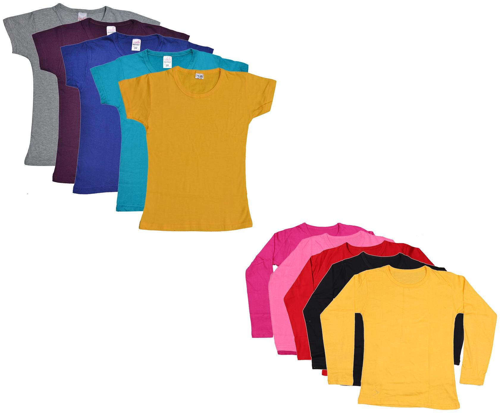 

Indiweaves Girl Cotton Solid T shirt - Multi