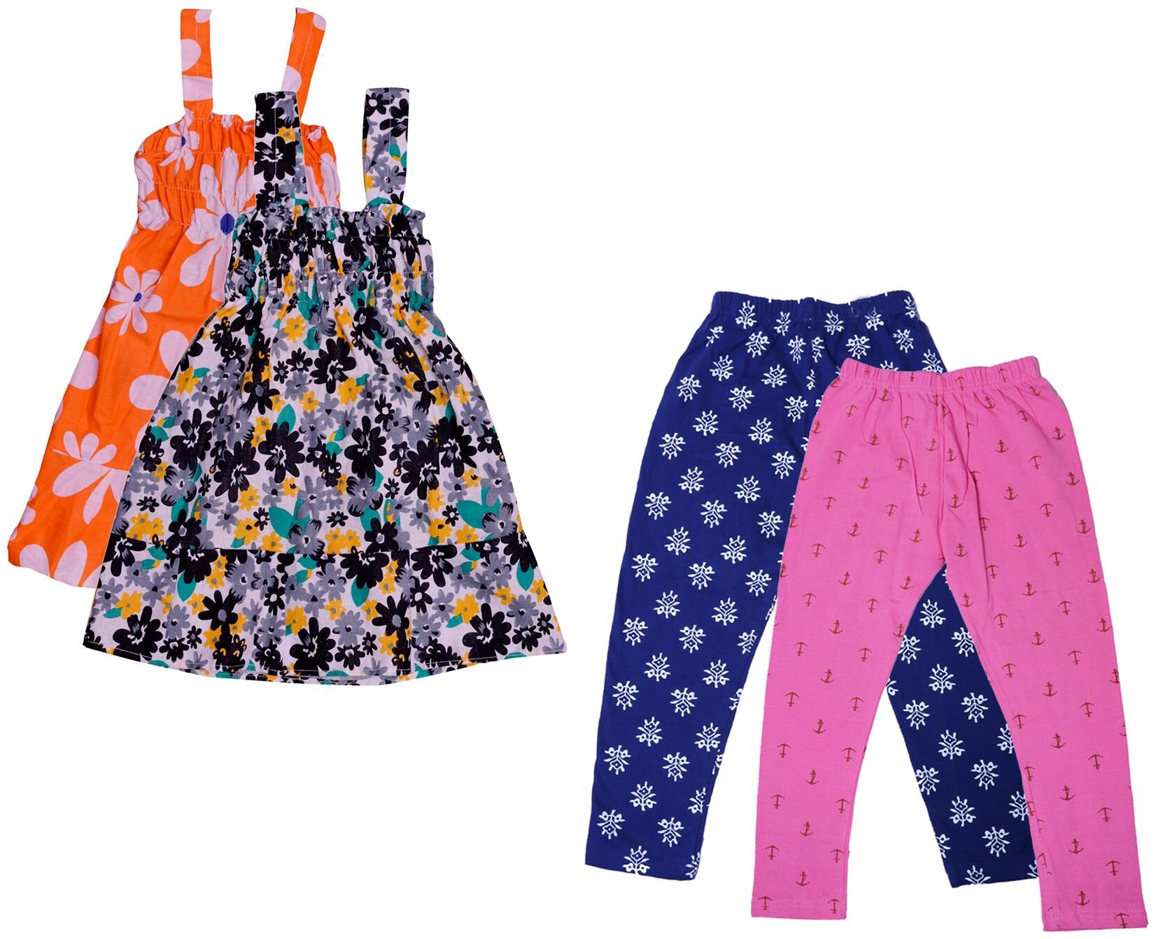 

Indiweaves Girl Cotton Top Bottom Set - Multi