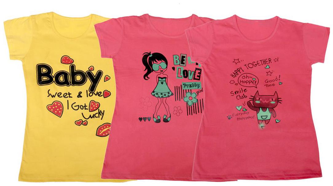 

Indiweaves Girl Cotton Solid T shirt - Multi