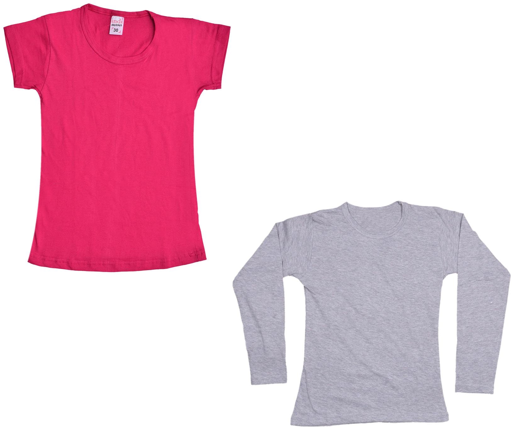 

Indiweaves Girl Cotton Solid T shirt - Multi