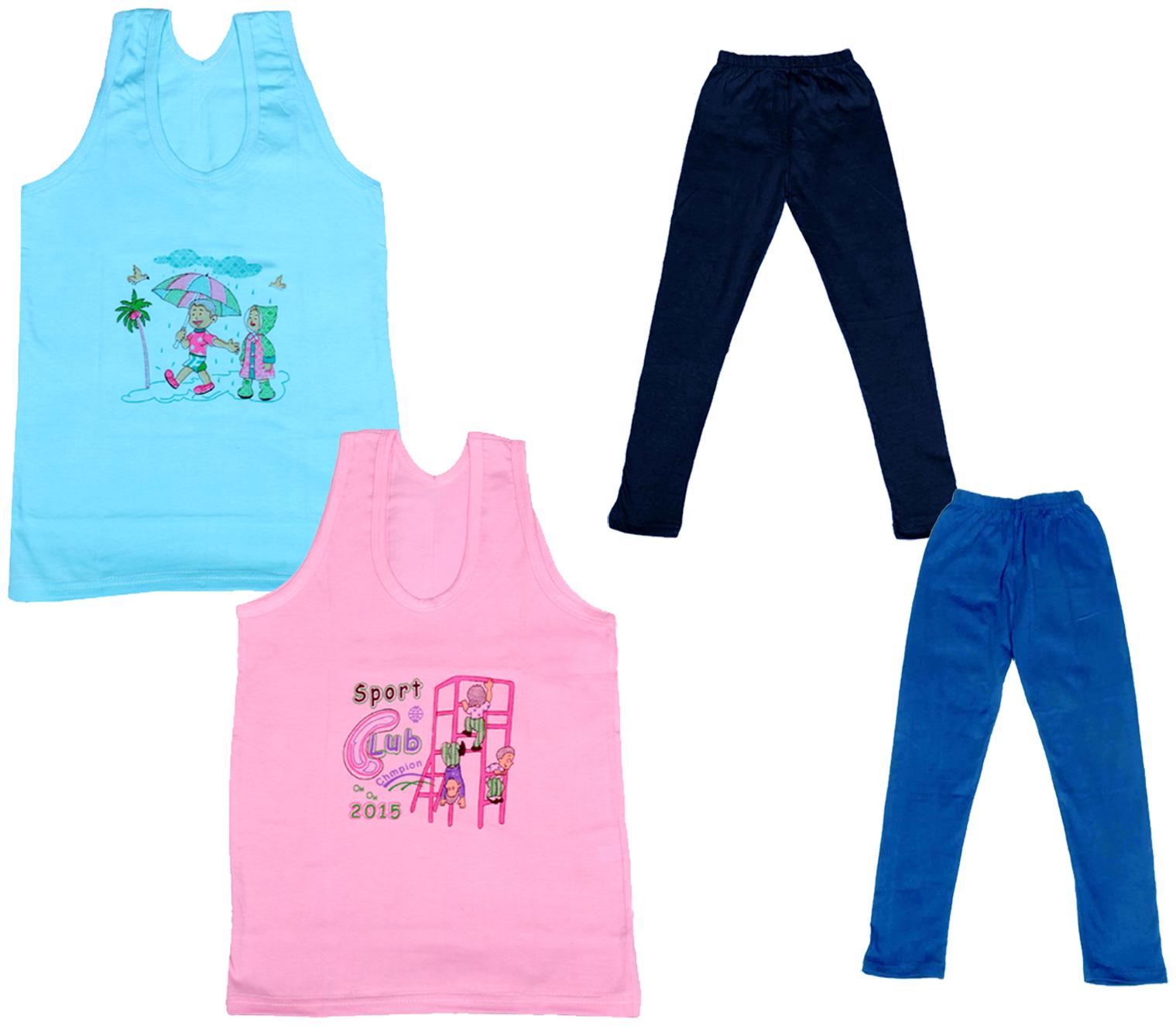 

Indiweaves Girl Cotton Top Bottom Set - Multi