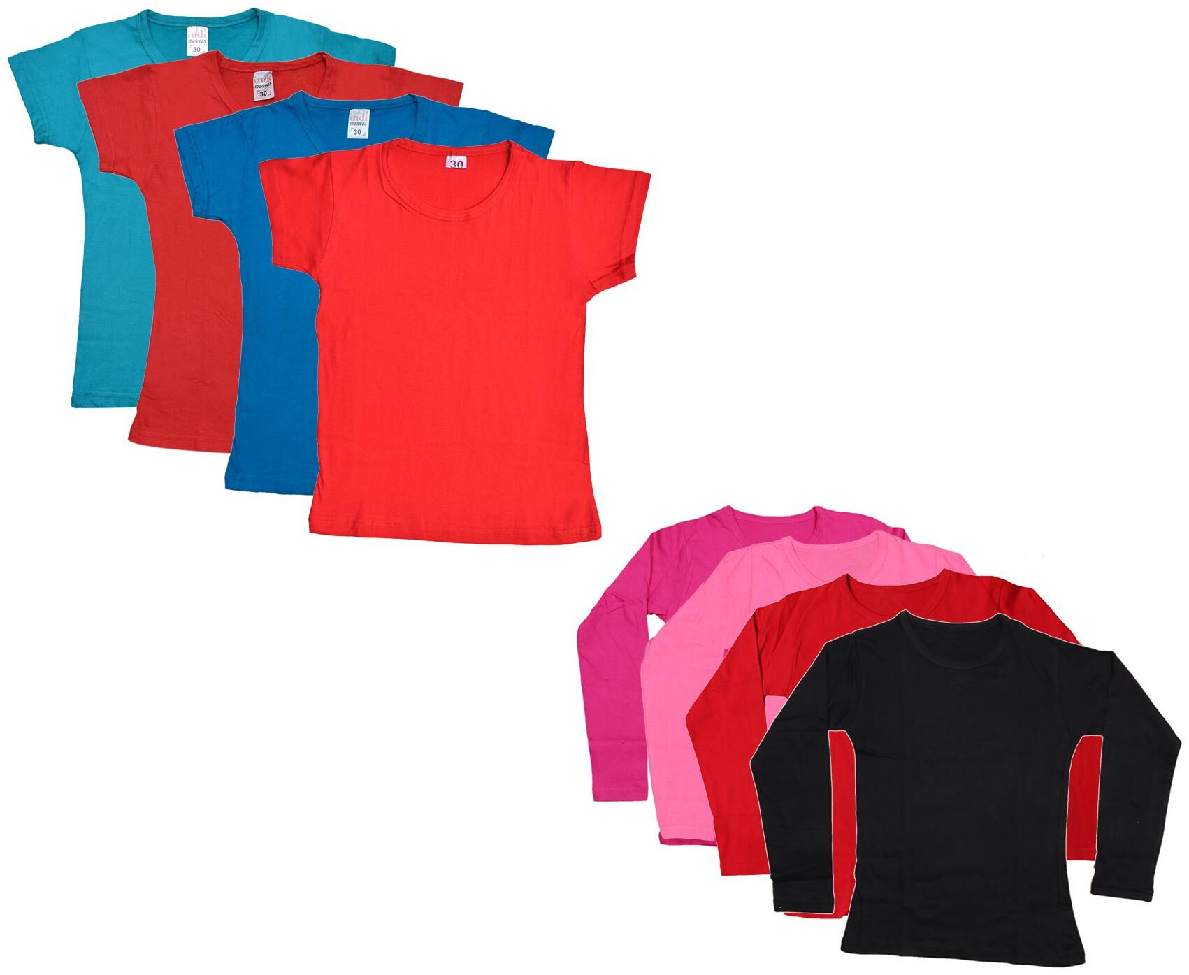 

Indiweaves Girl Cotton Solid T shirt - Multi