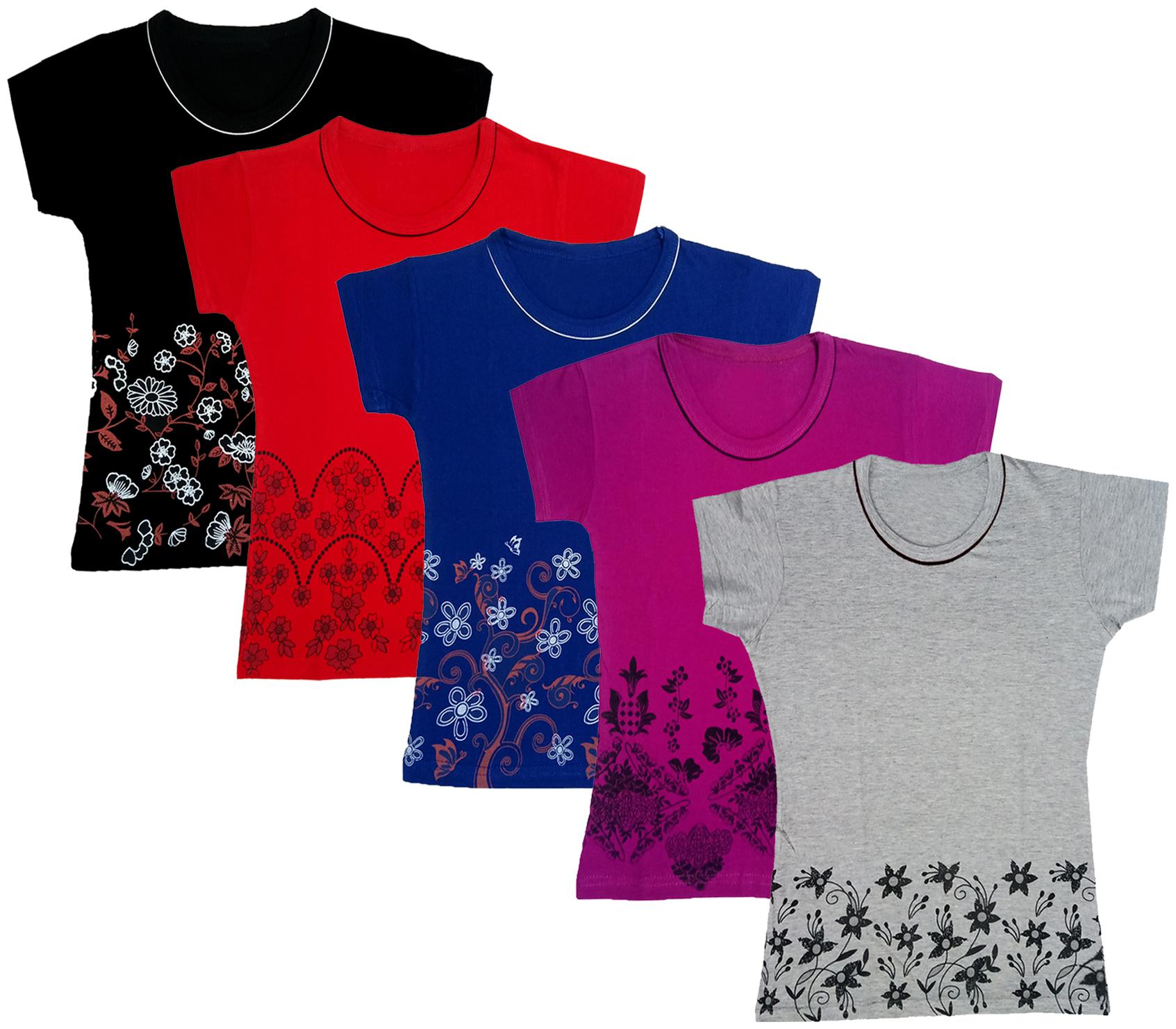 

Indiweaves Girl Cotton Printed T shirt - Multi