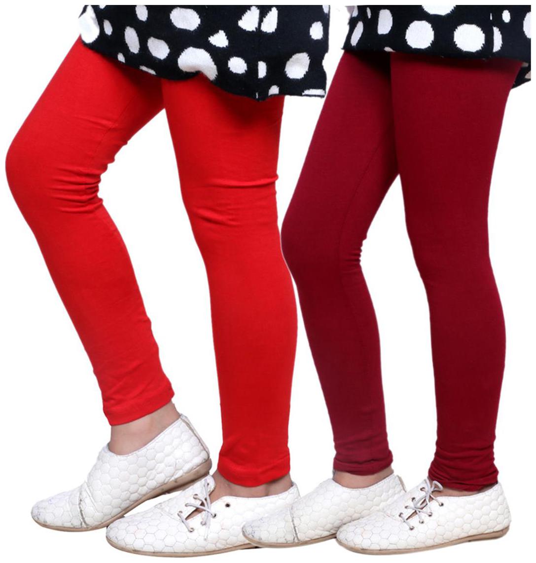 

Indiweaves Unisex Cotton Solid Leggings - Red