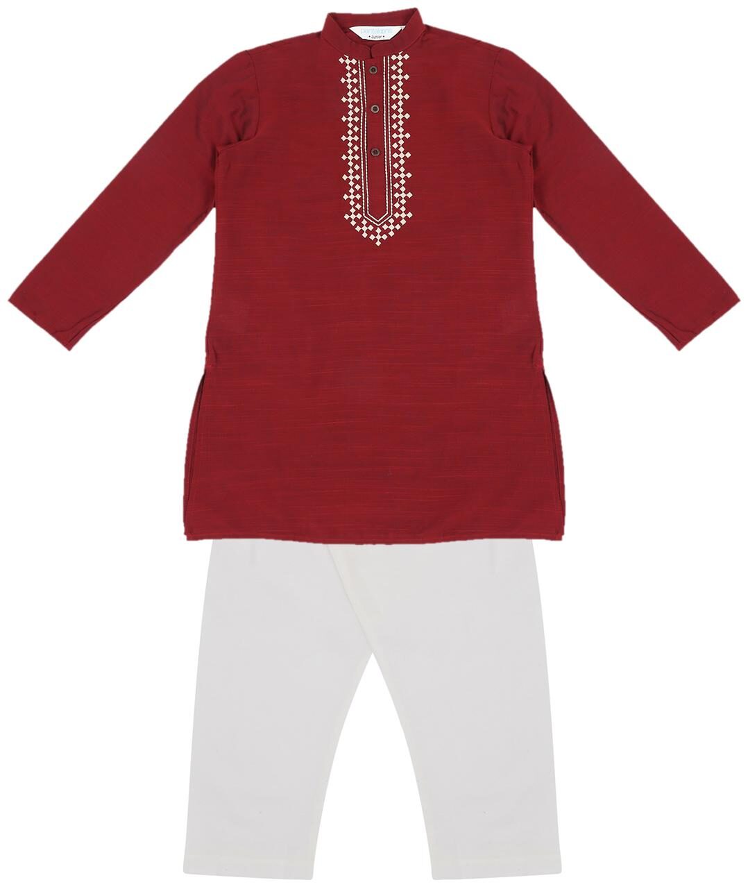 

Indus Route by Pantaloons Boy Viscose rayon Solid Kurta pyjama set - Maroon White