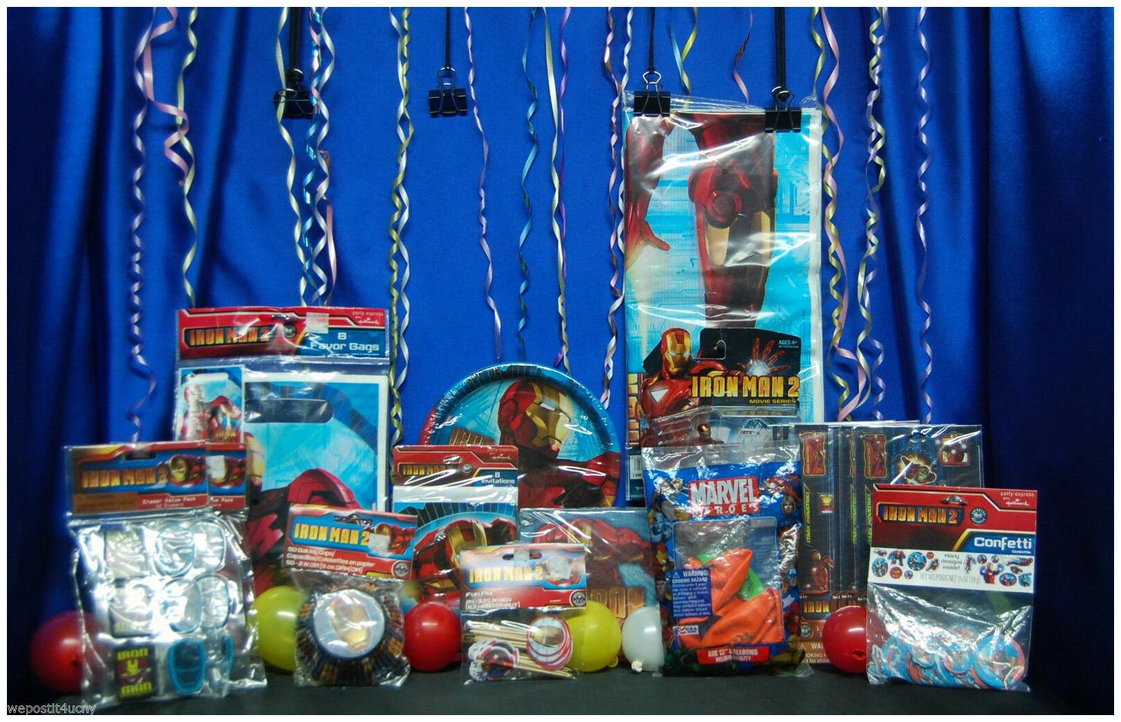 

Iron Man 2 Party Set 22 Plates Napkins Tablecover Invites Favor Pack Thanks