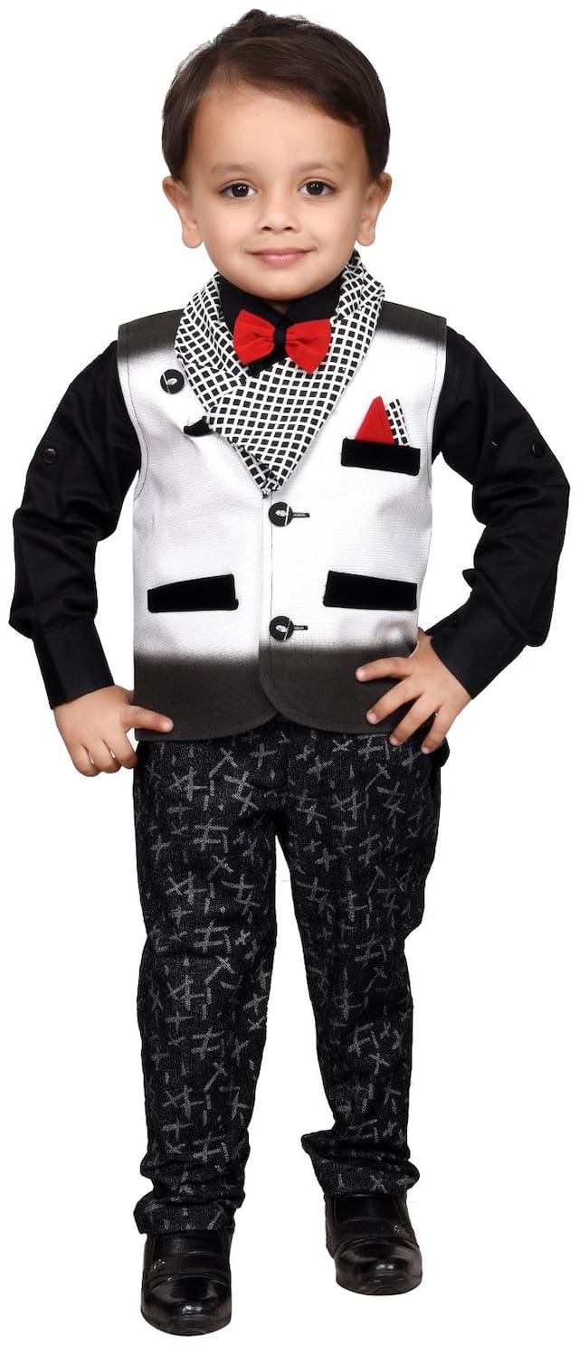 J D Creation Baby boy Cotton Solid Kurta pyjama set - Multi