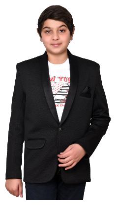

J D Creation Boy Synthetic Solid Kurta pyjama set - Black