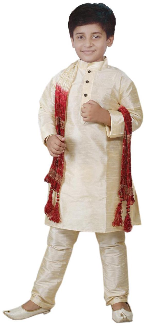 

JBN Creation Boy Silk blend Printed Sherwani - Beige