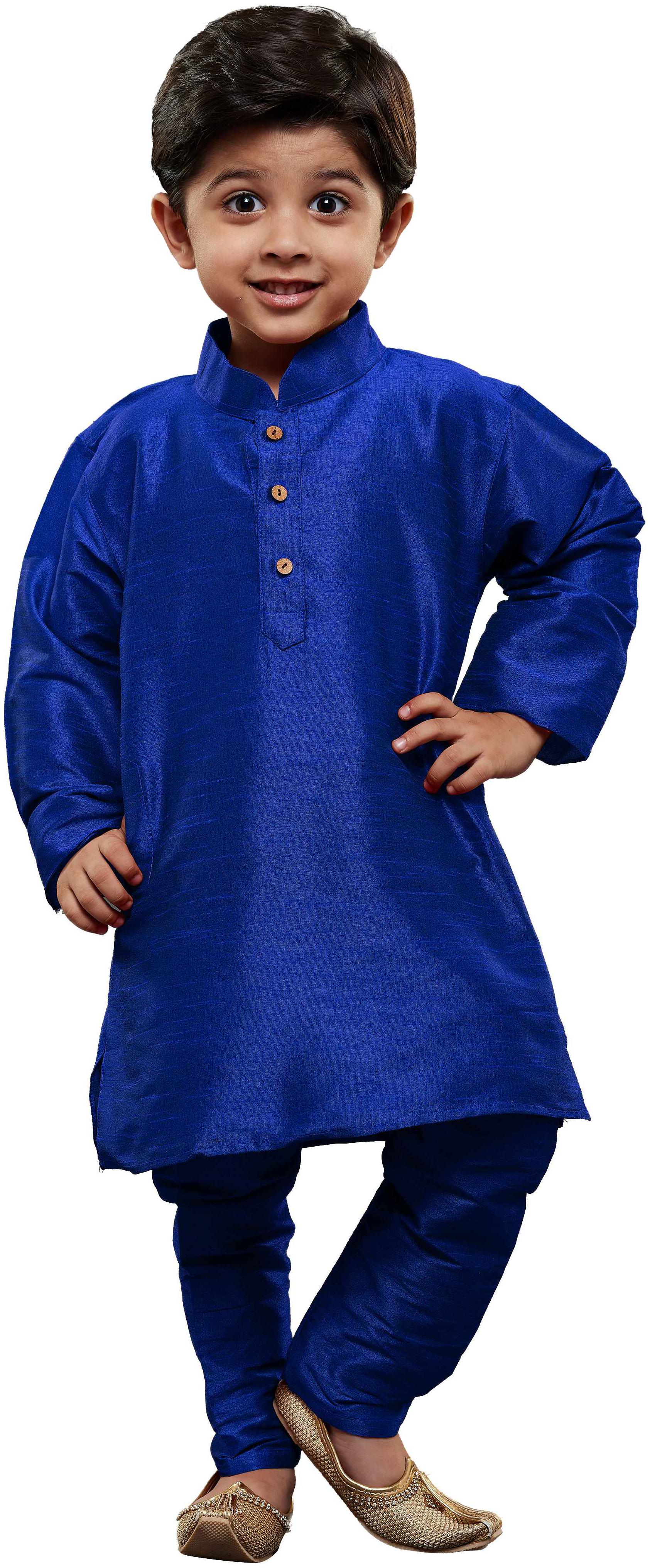 

JBN Creation Boy Cotton Solid Kurta pyjama set - Blue