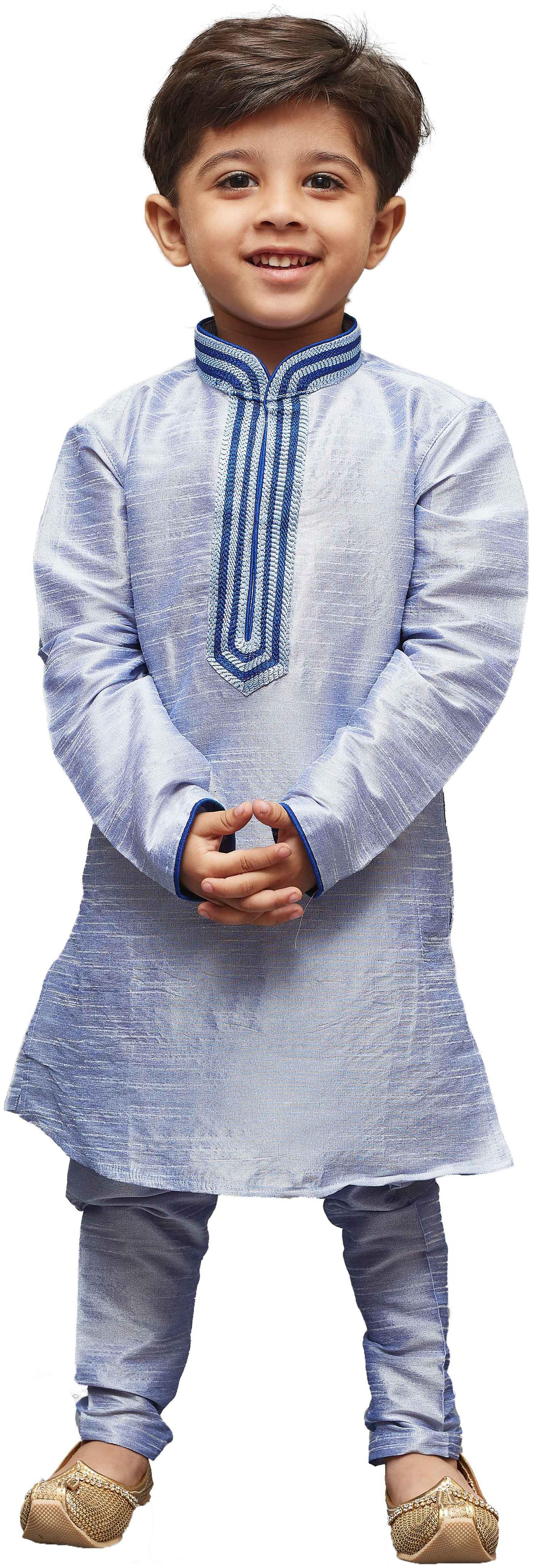 

JBN Creation Boy Cotton Solid Kurta pyjama set - Silver