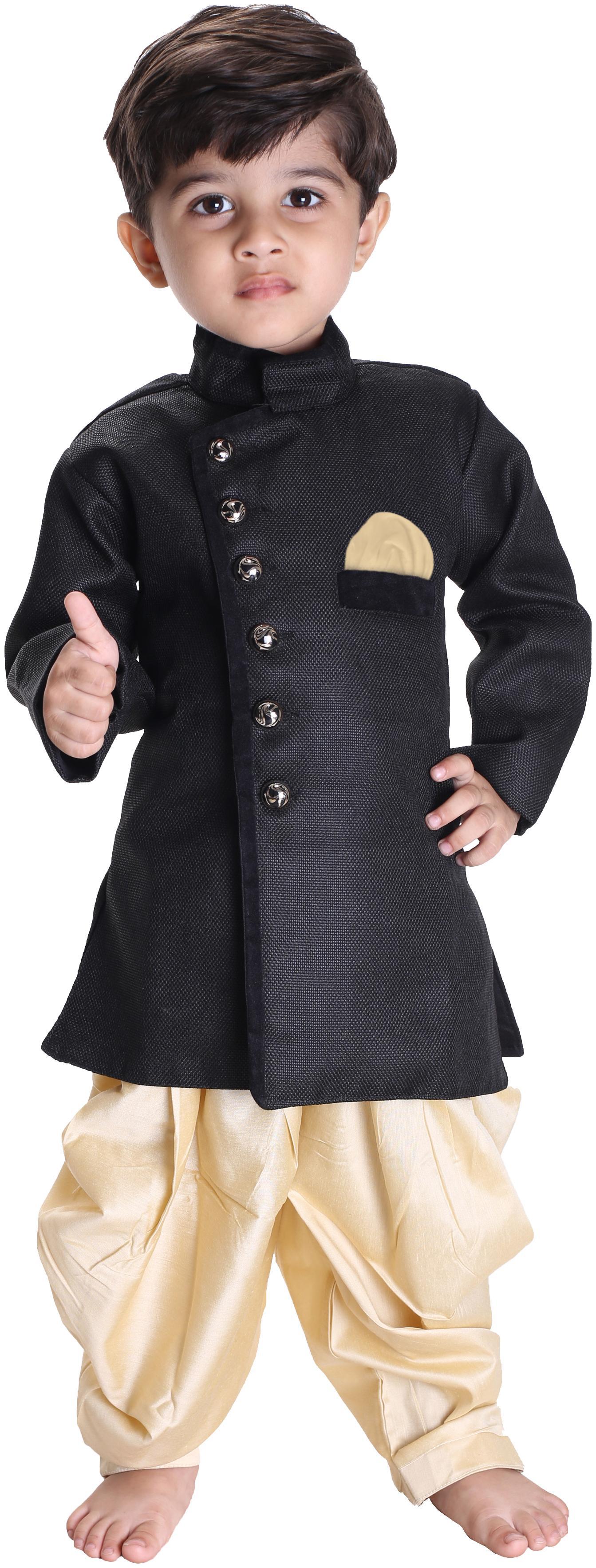 

JBN Creation Boy Cotton blend Embellished Kurta pyjama set - Black