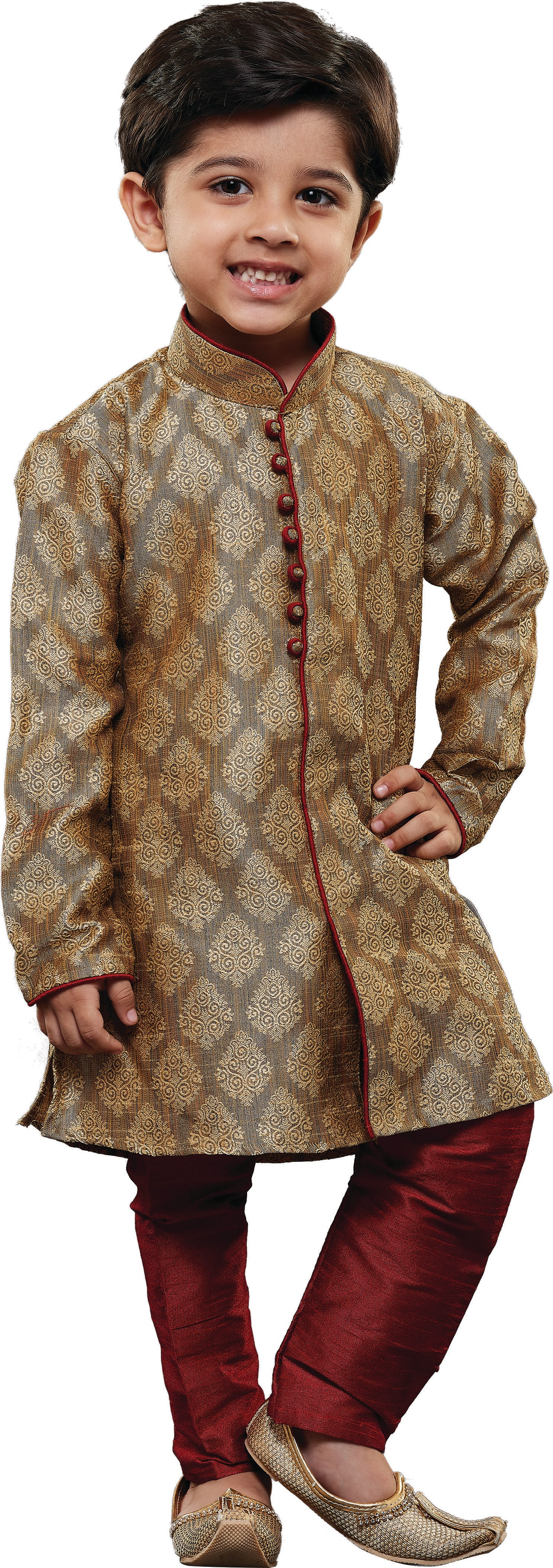

JBN Creation Boy Cotton blend Embellished Kurta pyjama set - Beige