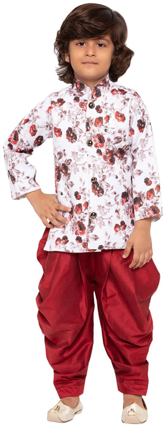 

JBN Creation Boy Blended Embellished Kurta pyjama set - Maroon