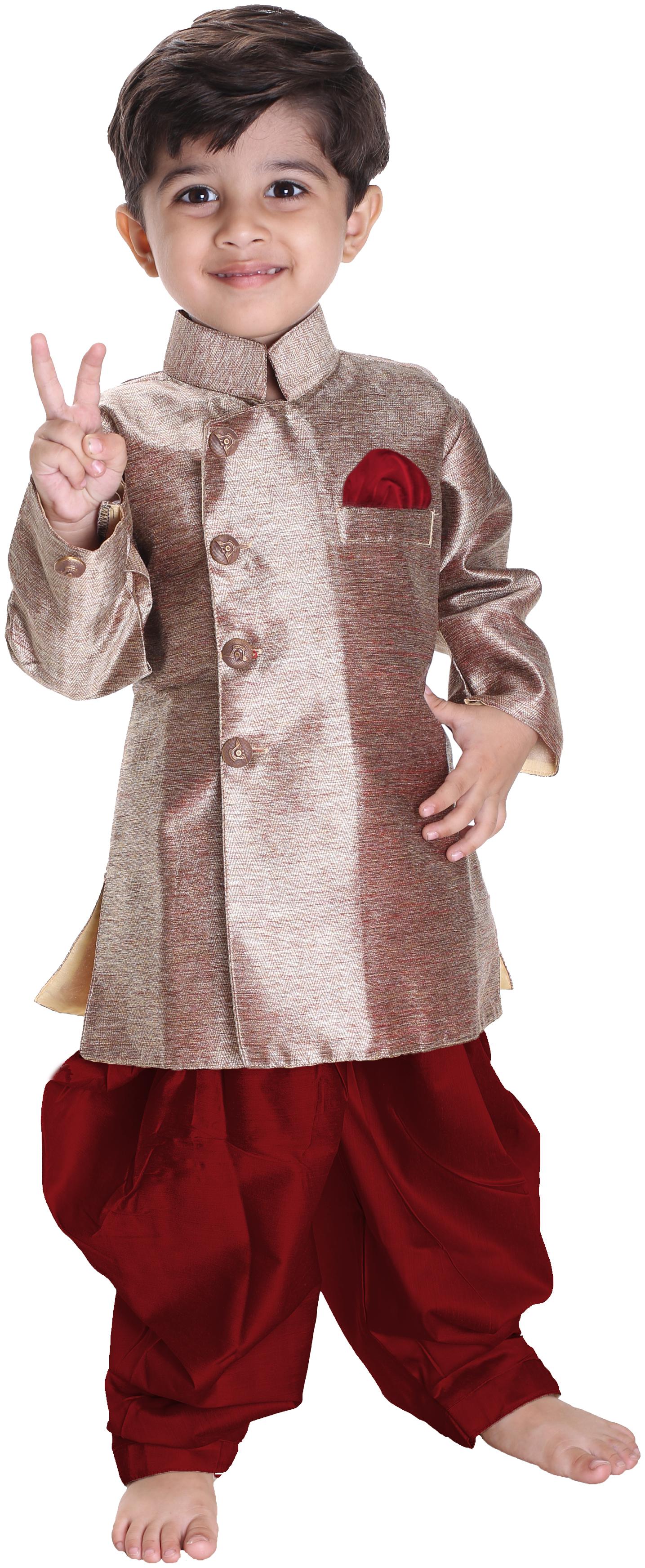 

JBN Creation Boy Blended Embellished Sherwani - Gold