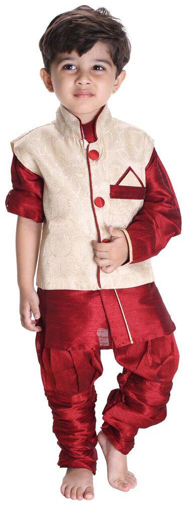 

JBN Creation Boy Cotton Solid Ethnic jacket - Maroon