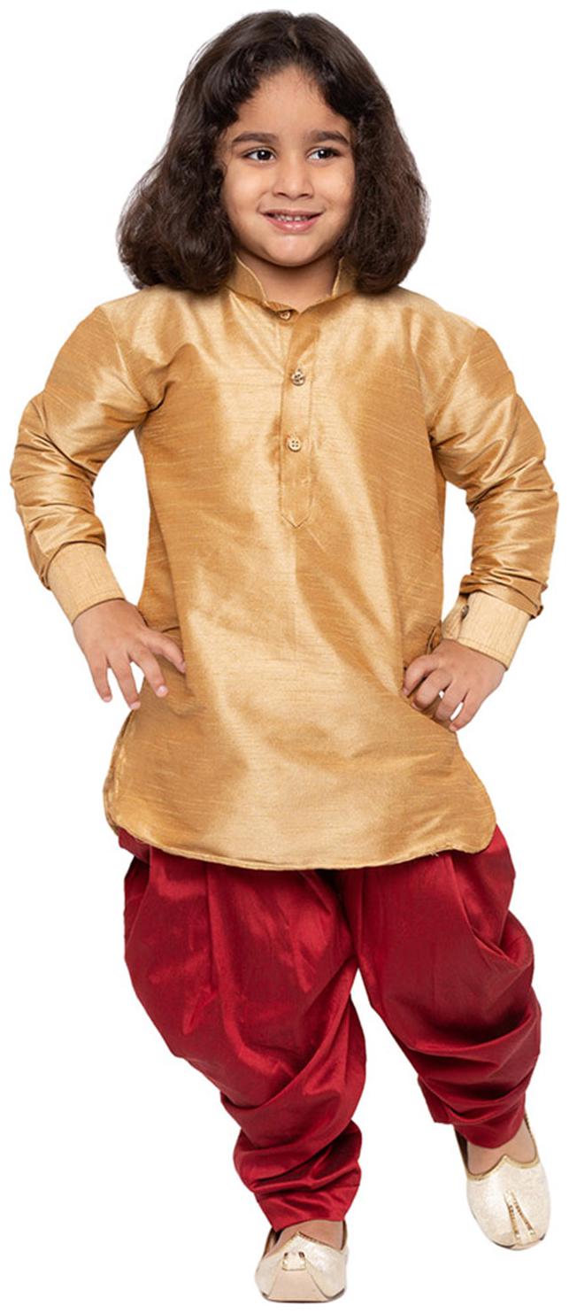 

JBN Creation Boy Blended Embellished Dhoti kurta - Gold