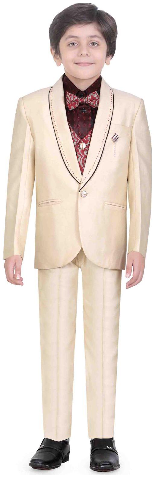 

Jeet Boy Silk Solid Kurta pyjama set - Beige