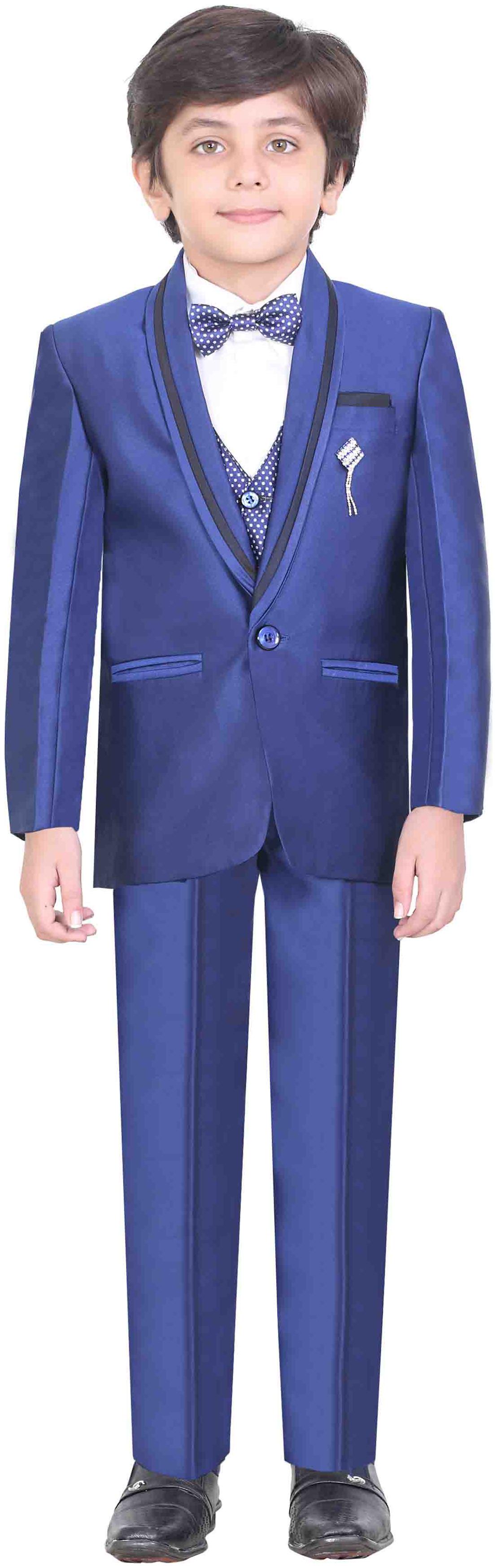 

Jeetethnics Boy Silk Solid Kurta pyjama set - Blue