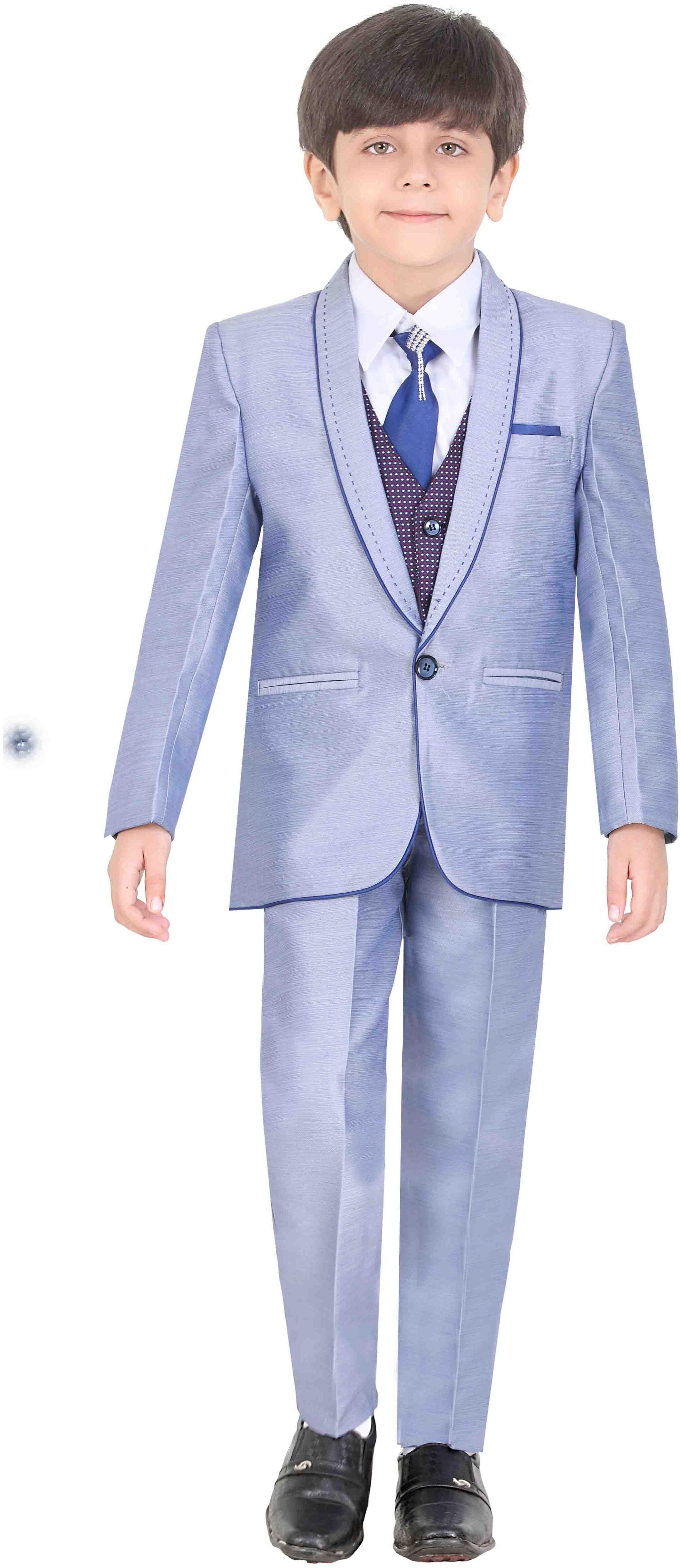 

Jeetethnics Boy Silk Solid Kurta pyjama set - Blue