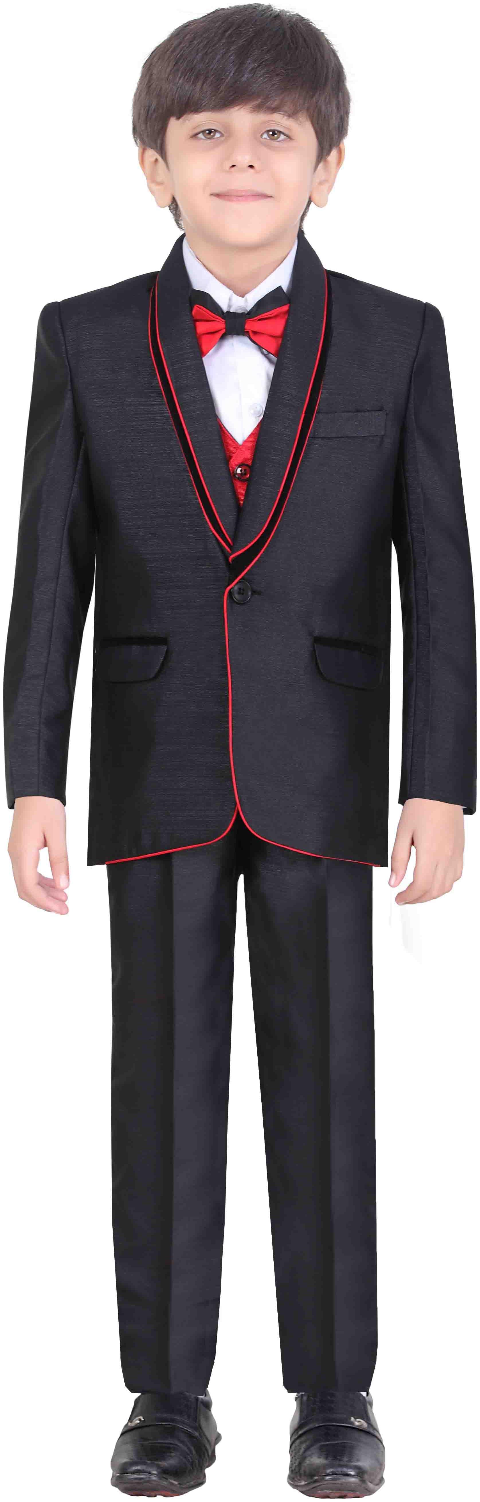 

Jeetethnics Boy Silk Solid Kurta pyjama set - Black