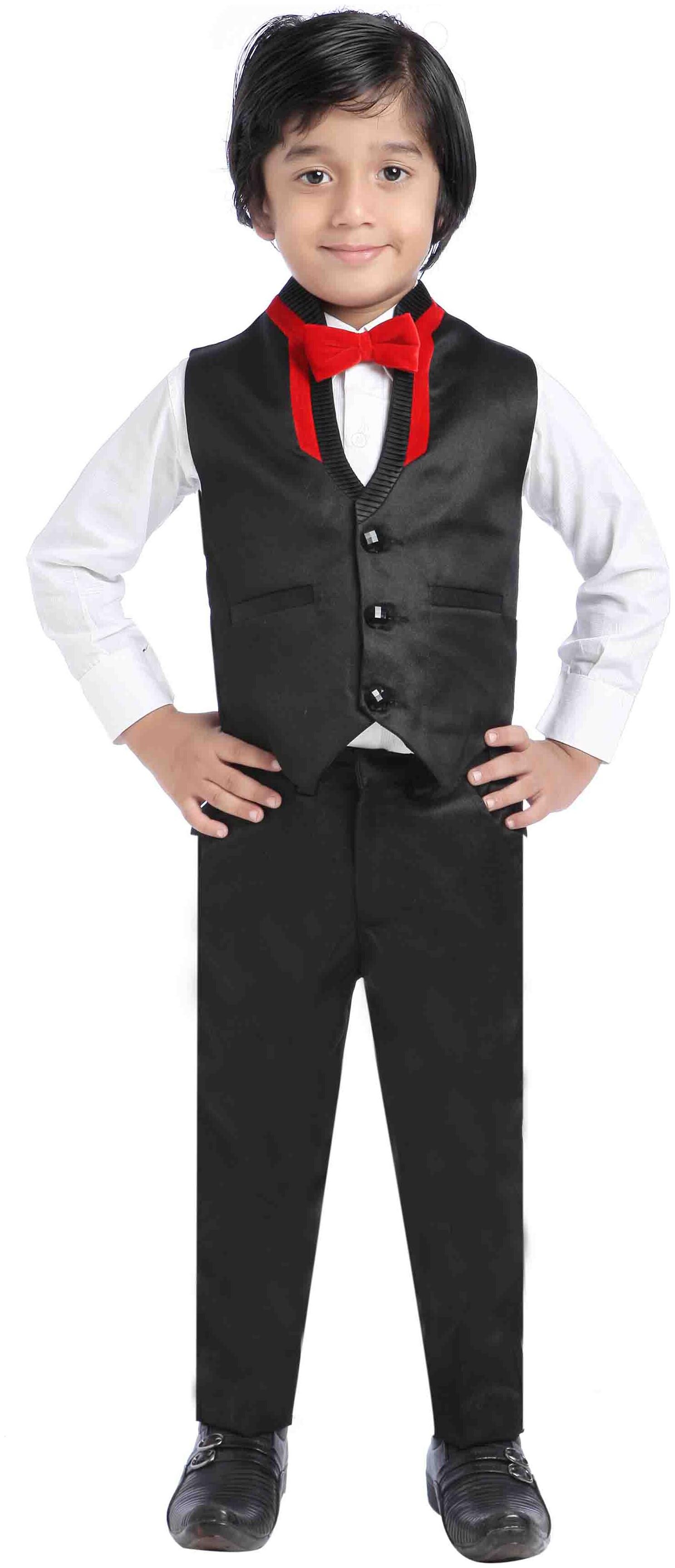 

Jeetethnics Boy Silk Solid Kurta pyjama set - Black