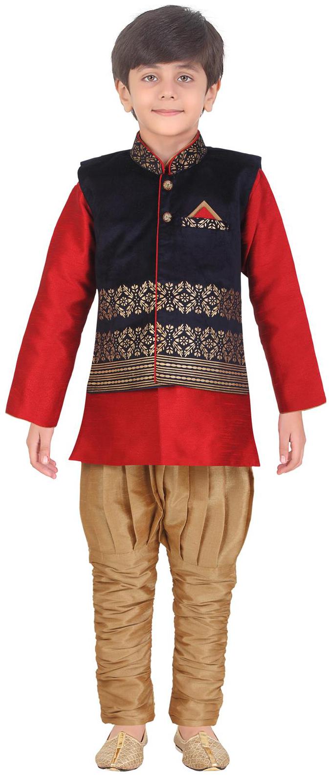 

Jeet Boy Silk blend Solid Kurta pyjama set - Blue
