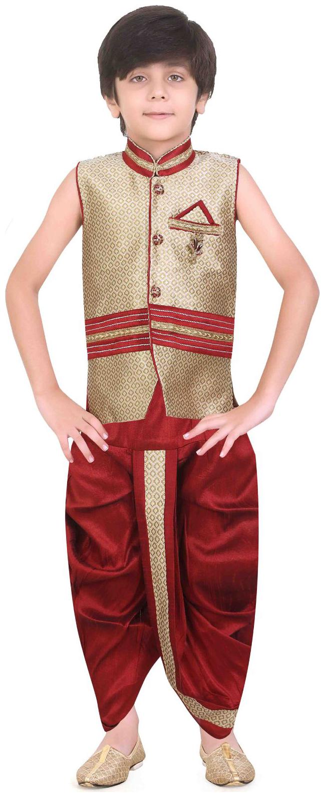 

Jeet Boy Silk Printed Kurta pyjama set - Multi