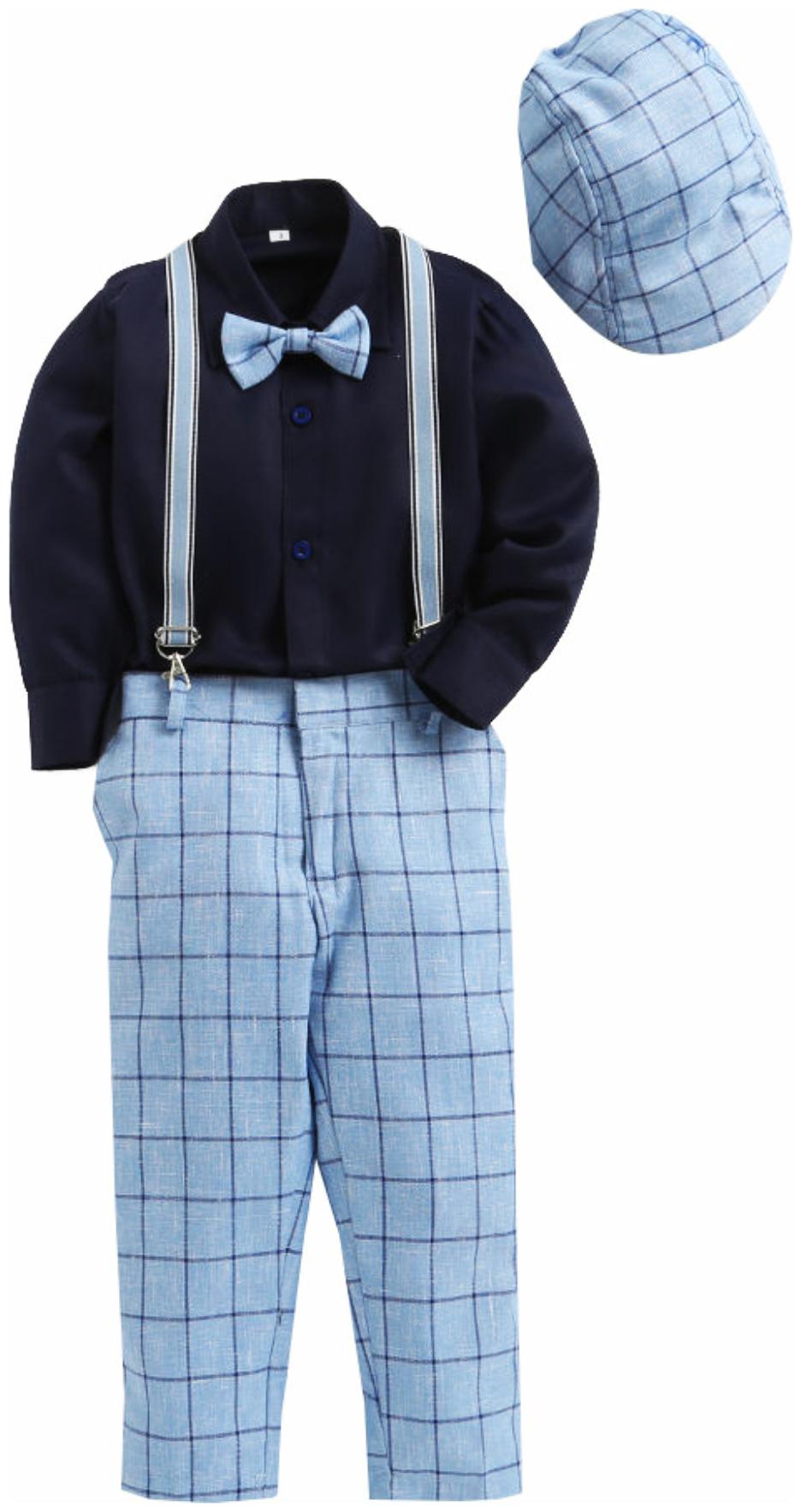 

Jeetethnics Blue Boys Suspender Pant Set