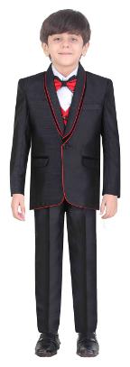 

Jeetethnics Boy Silk blend Solid Kurta pyjama set - Black