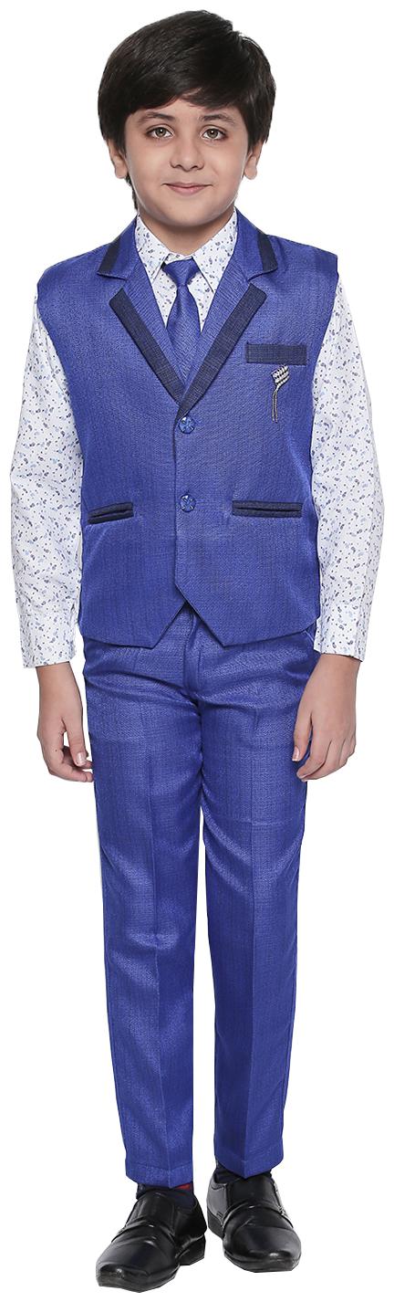 

Jeetethnics Blue Boys Waistcoat Suit Set