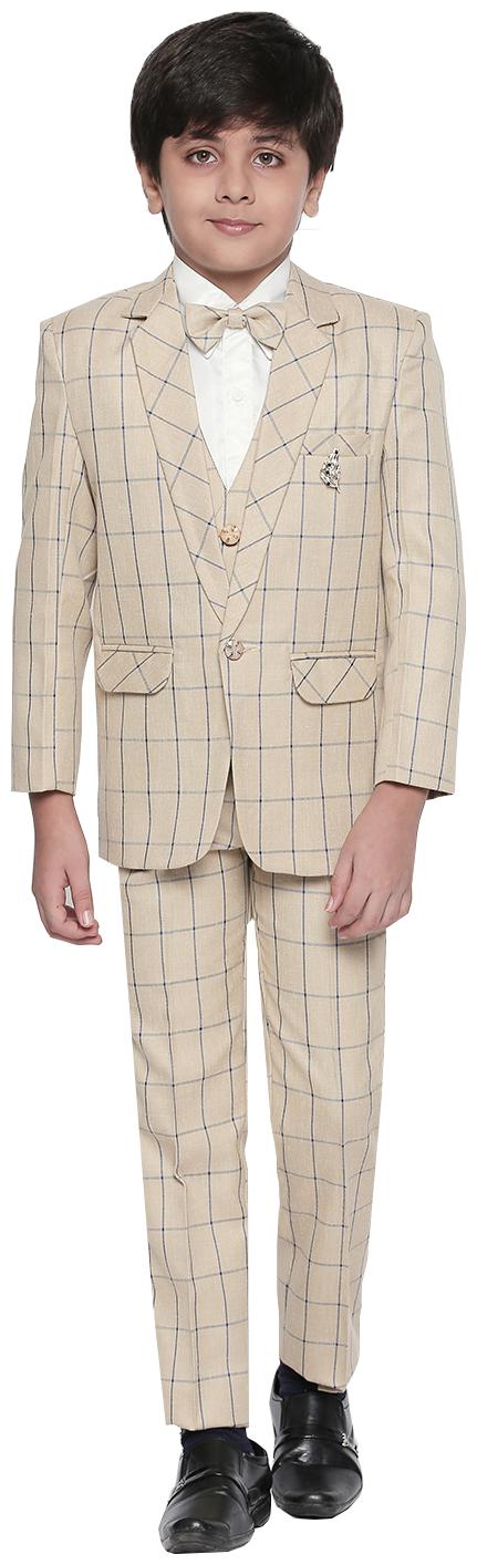

Jeetethnics Cream Boys Coat Suit Set