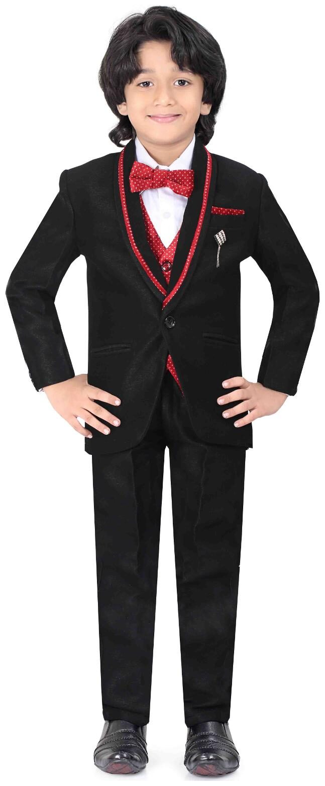 

Jeetethnics Boy Silk Printed Sherwani - Black