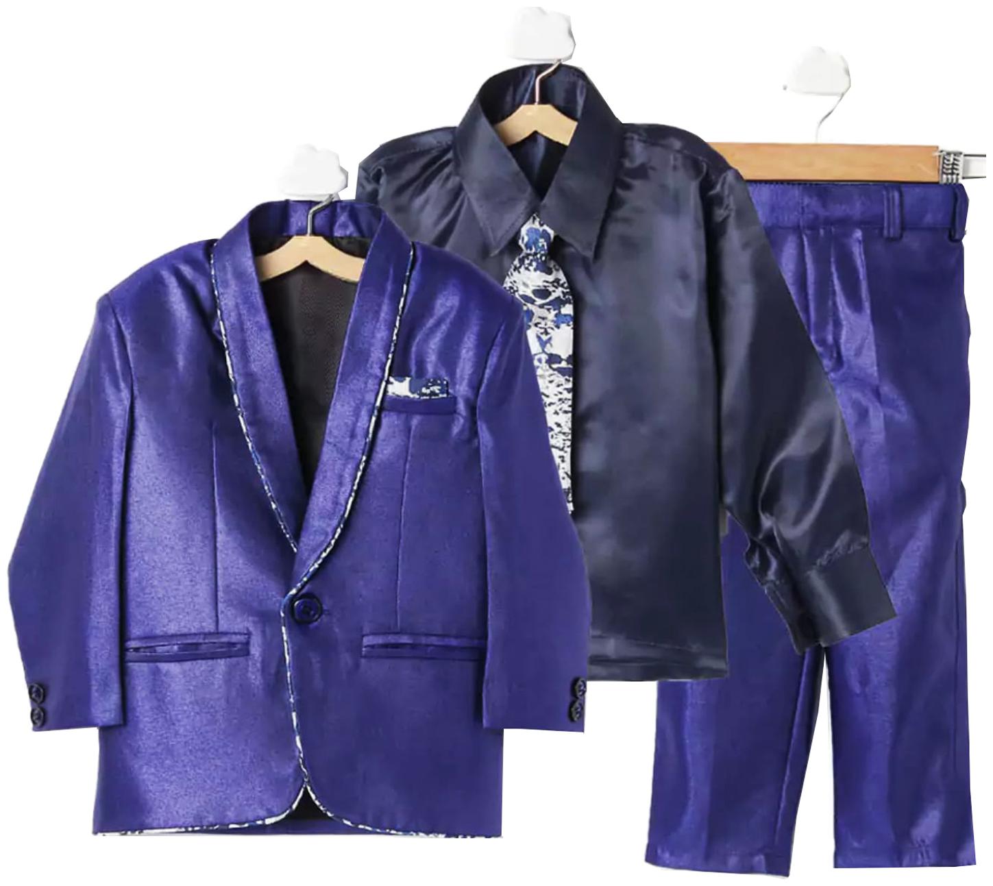 

Jeetethnics Blue Boys Coat Suit Set