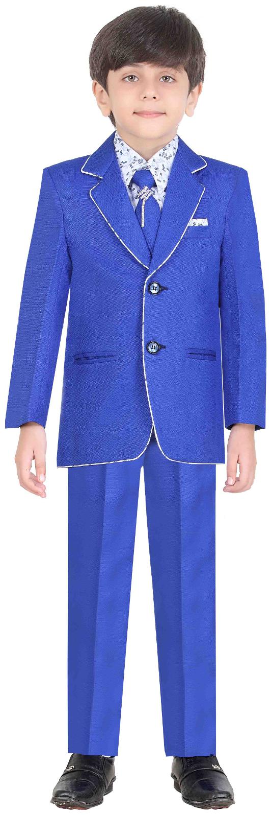 

Jeetethnics Boy Silk Solid Kurta pyjama set - Blue