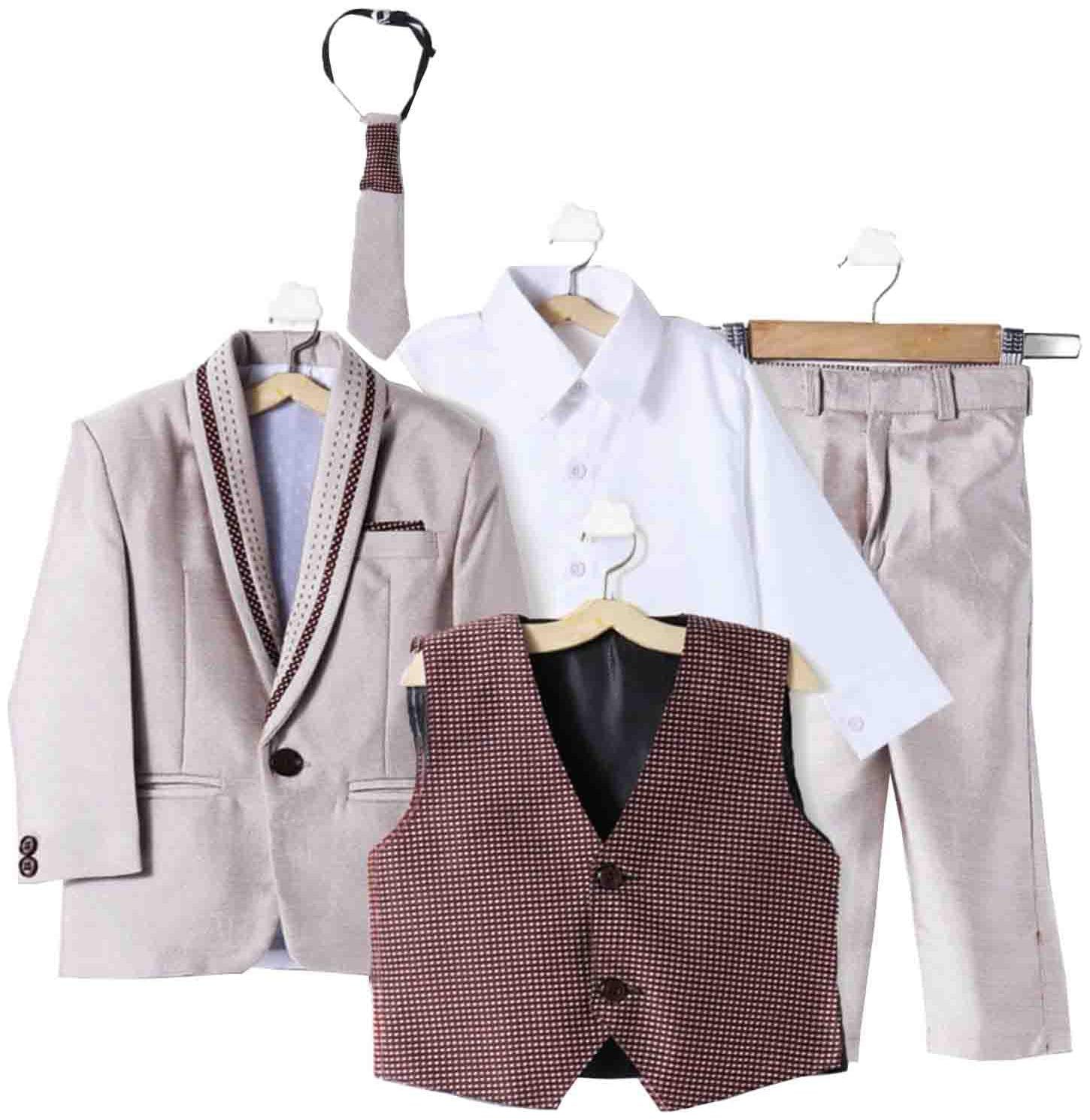 

Jeetethnics Boy Silk blend Solid Ethnic jacket - Beige