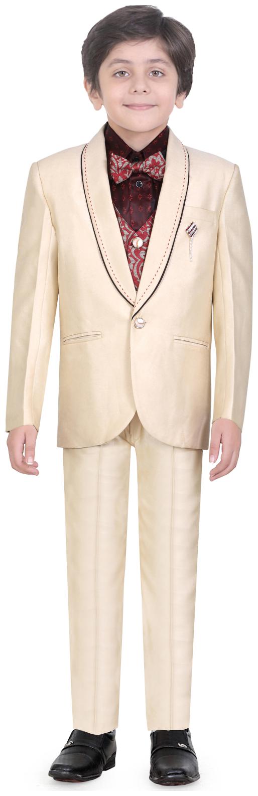

Jeetethnics Boy Silk blend Solid Kurta pyjama set - Beige