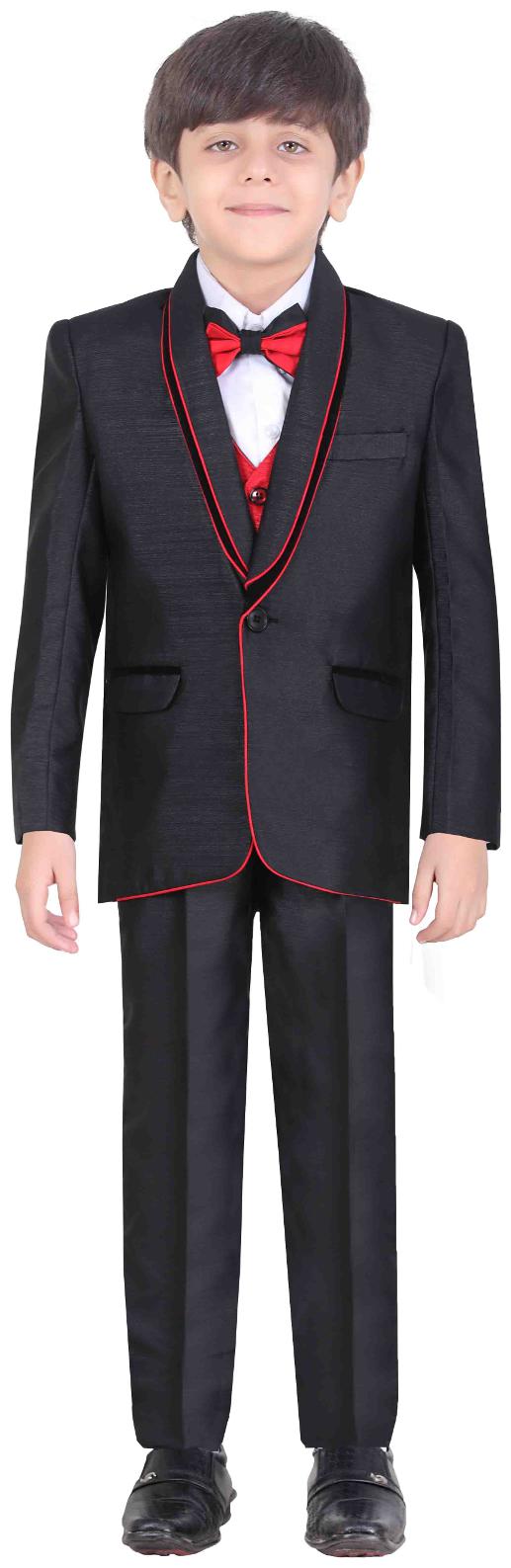 

Jeetethnics Boy Silk blend Solid Kurta pyjama set - Black