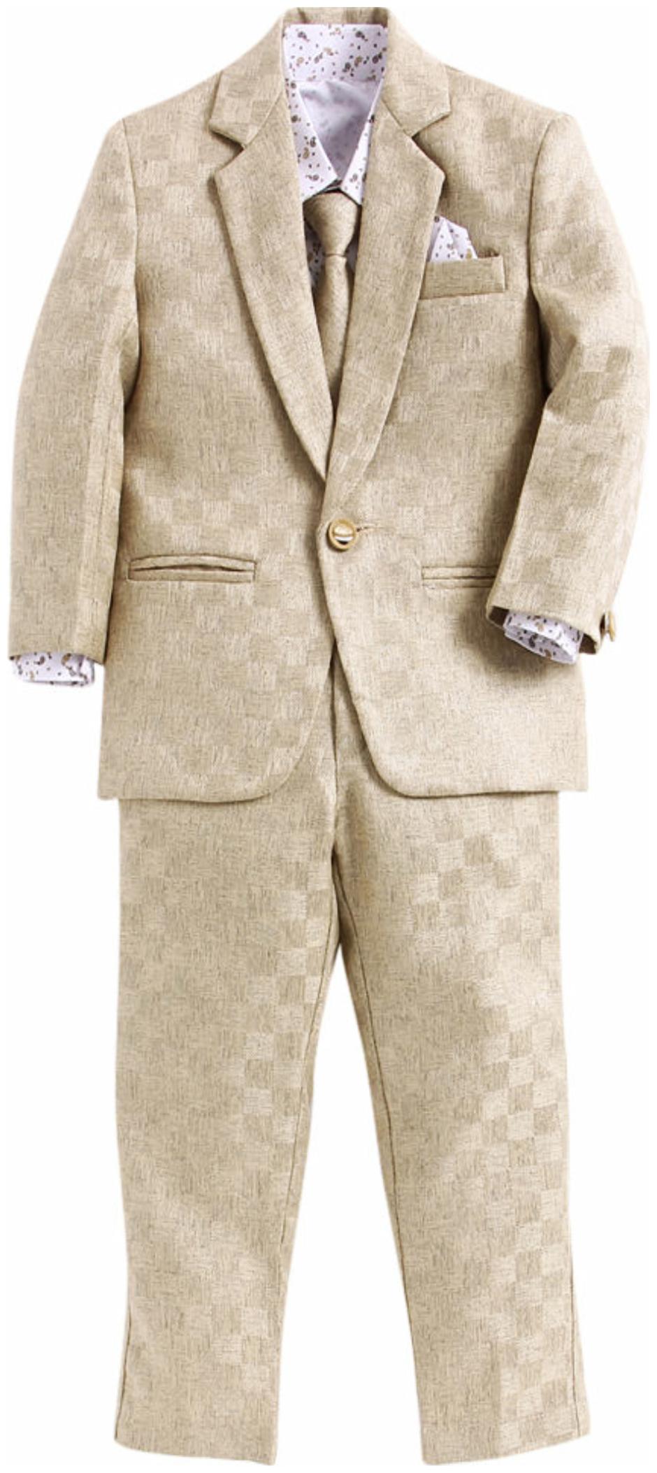 

Jeetethnics Beige White Boys Coat Suit Set