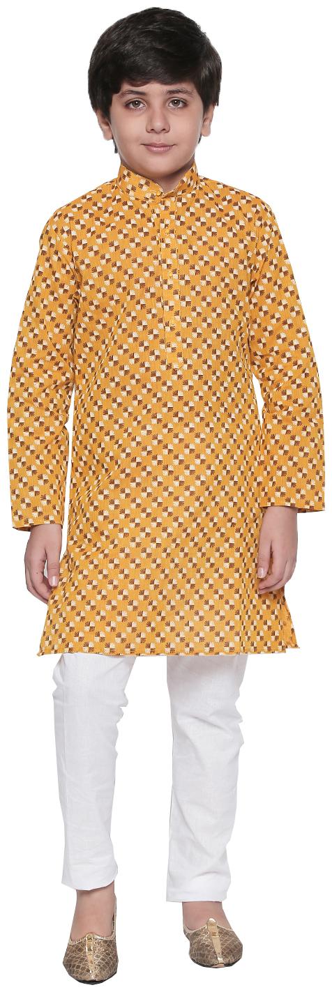 

Jeetethnics Boy Cotton Solid Kurta - Yellow